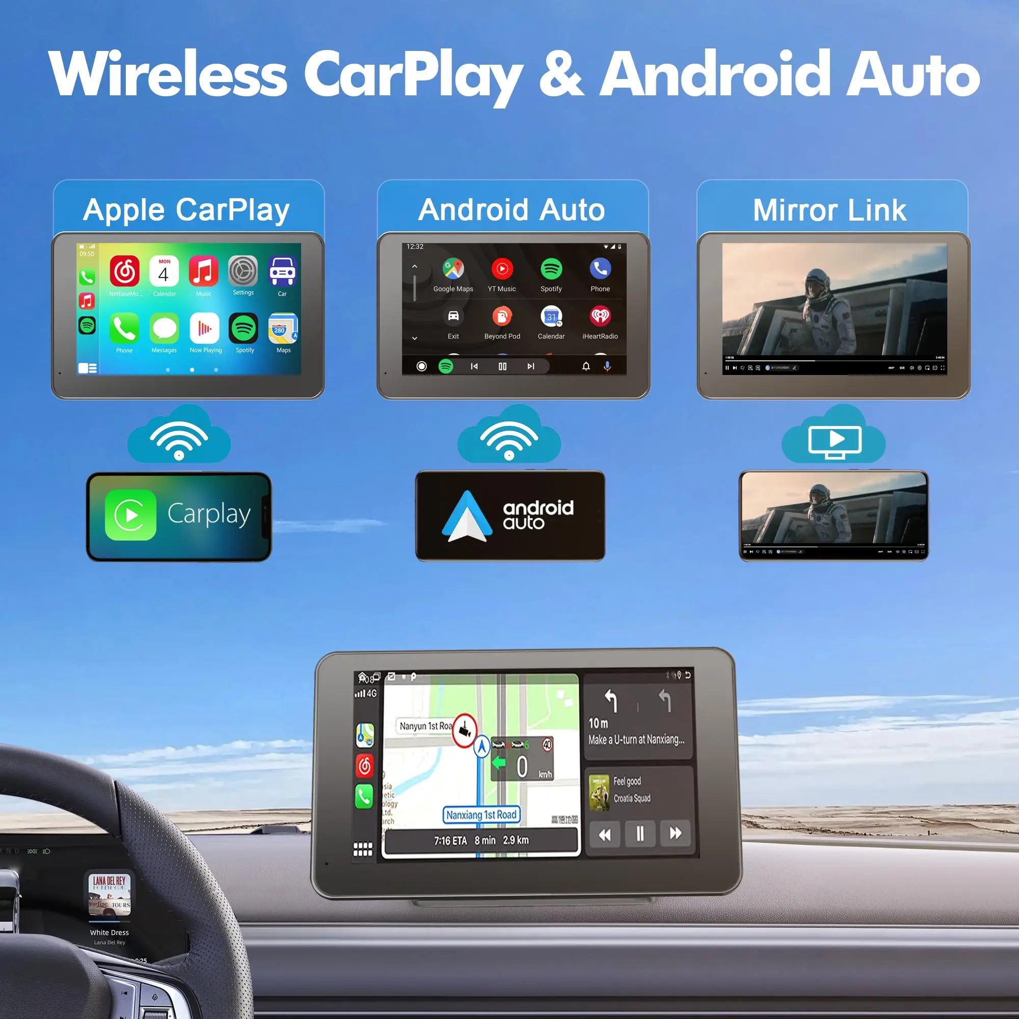 【PASLDA】2026 Upgraded Wireless Carplay Screen for Andriod & Iphone : the Ultimate Portable Car Play Adapter for Seamless In-Car Entertainment
