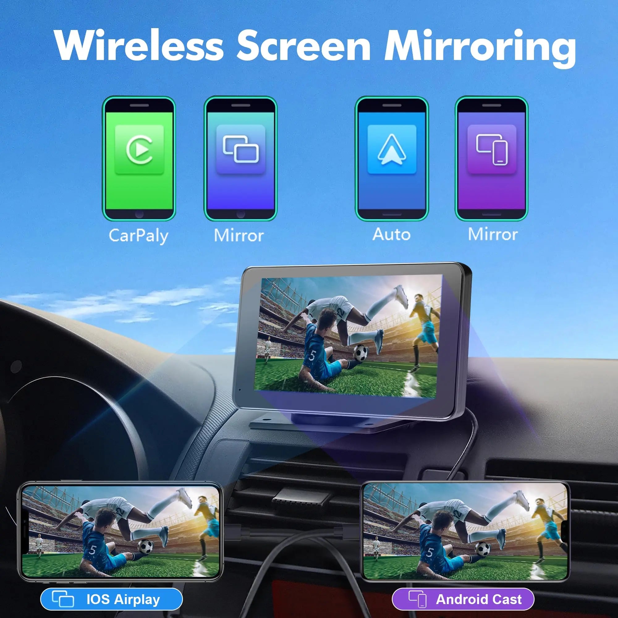 【PASLDA】2026 Upgraded Wireless Carplay Screen for Andriod & Iphone : the Ultimate Portable Car Play Adapter for Seamless In-Car Entertainment